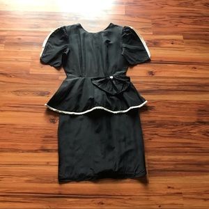 Vintage 80s formal peplum  style midi dress